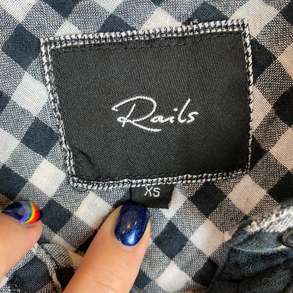 Rails Plaid Button Down Shirt Navy Double Gauze 100% Cotton Long Sleeve XS - Picture 8 of 8